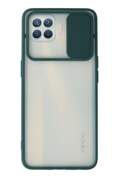 Mey İthalat®   Reno 4 Lite Kılıf Palm Buzlu Kamera Sürgülü Silikon - Yeşil