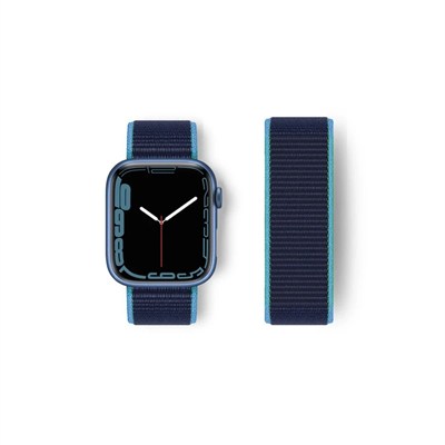 Mey İthalat®   Watch 38mm Hasırlı Cırtcırtlı Kordon - Mavi-Lacivert