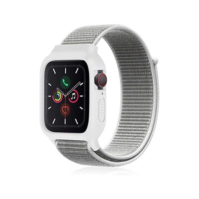 Mey İthalat®   Watch 38mm Hasırlı Cırtcırtlı Kasalı Kordon - Beyaz