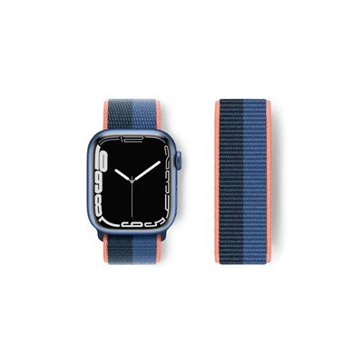 Mey İthalat®   Watch 38mm Hasırlı Cırtcırtlı Kordon - Siyah-Mavi