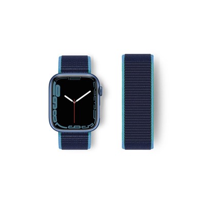 Mey İthalat®   Watch 38mm Hasırlı Cırtcırtlı Kordon - Mavi-Lacivert