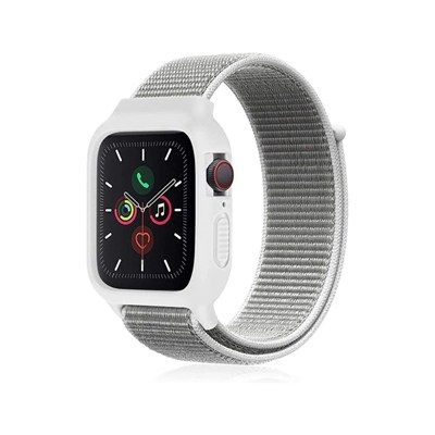Mey İthalat®   Watch 38mm Hasırlı Cırtcırtlı Kasalı Kordon - Beyaz