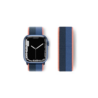 Mey İthalat®   Watch 38mm Hasırlı Cırtcırtlı Kordon - Siyah-Mavi