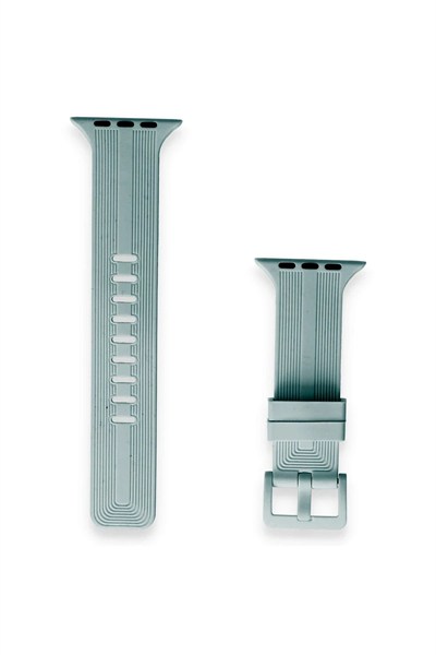 Mey İthalat®   Watch 38mm KR408 Çizgili Silikon Kordon - Yeşil