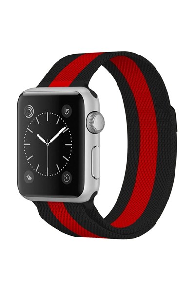 Mey İthalat®   Watch 38mm Metal Mıknatıslı Kordon - Siyah-Kırmızı
