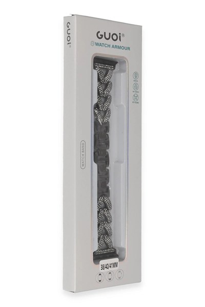 Mey İthalat®   Watch 38mm Node Taşlı Kordon - Siyah