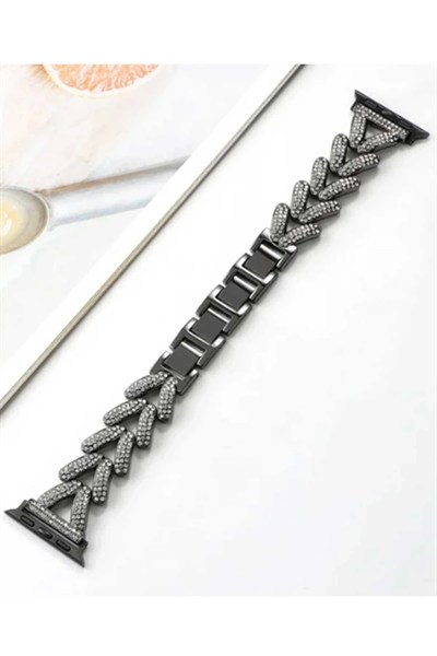 Mey İthalat®   Watch 38mm Node Taşlı Kordon - Siyah