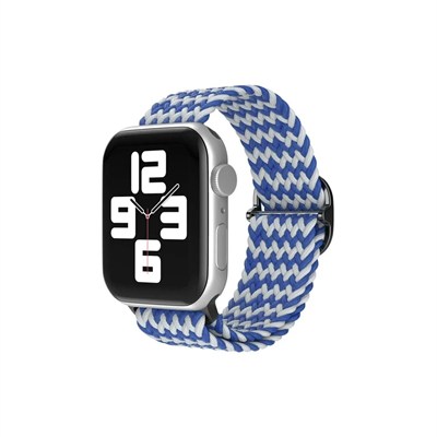 Mey İthalat®   Watch 38mm Star Kordon - Zigzag Beyaz-Mavi