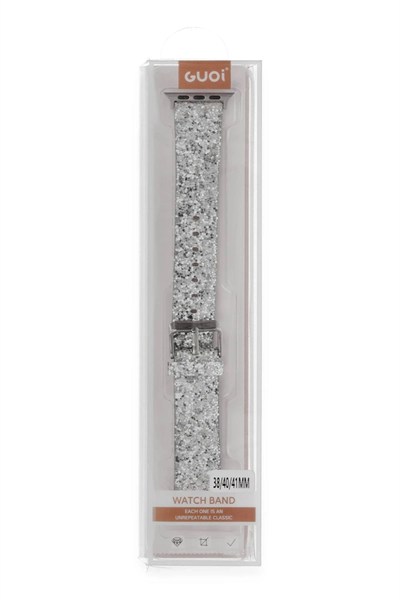 Mey İthalat®   Watch 38mm Starry Taşlı Kordon - Gümüş