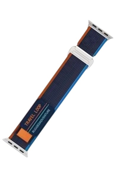 Mey İthalat®   Watch 42mm Alice Kumaş Kordon - Mavi-Turuncu