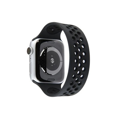 Mey İthalat®   Watch 42mm Ayarlı Delikli Silikon Kordon - Siyah-Siyah