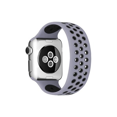 Mey İthalat®   Watch 42mm Ayarlı Delikli Silikon Kordon - Gri-Siyah