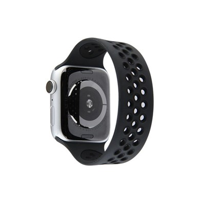 Mey İthalat®   Watch 42mm Ayarlı Delikli Silikon Kordon - Siyah-Siyah