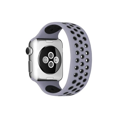 Mey İthalat®   Watch 42mm Ayarlı Delikli Silikon Kordon - Gri-Siyah