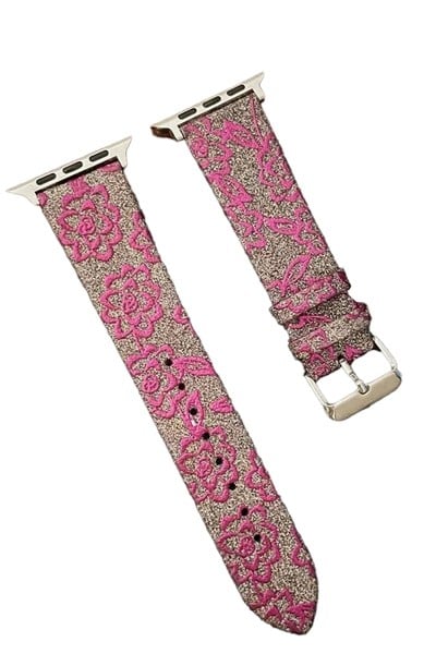 Mey İthalat®   Watch 42mm Creeper Desenli Kordon - Pembe