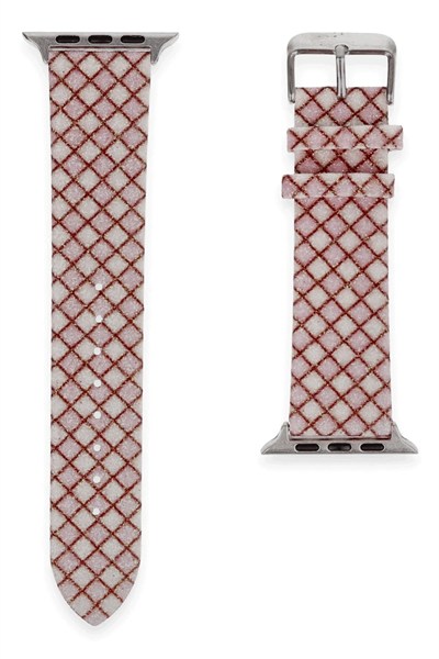 Mey İthalat®   Watch 42mm Karo Motif Kordon - Pembe