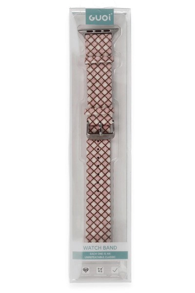 Mey İthalat®   Watch 42mm Karo Motif Kordon - Pembe