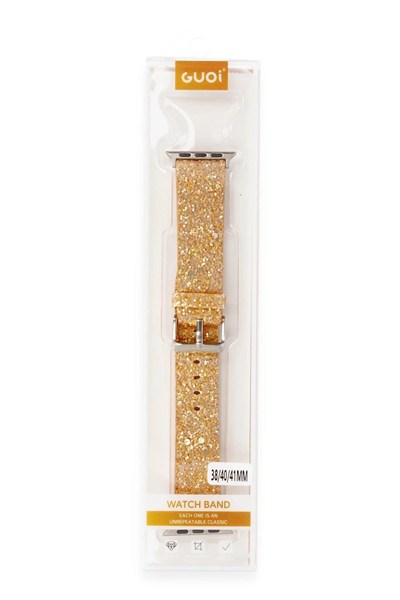Mey İthalat®   Watch 42mm Starry Taşlı Kordon - Pudra