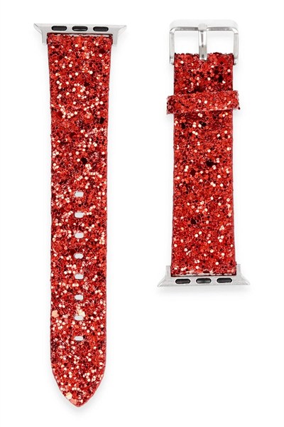 Mey İthalat®   Watch 42mm Starry Taşlı Kordon - Kırmızı