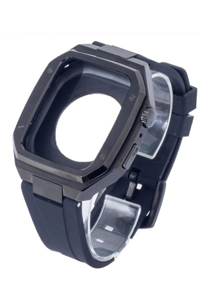 Mey İthalat®   Watch 44mm KR402 Metal Kasa Silikon Kordon - Siyah