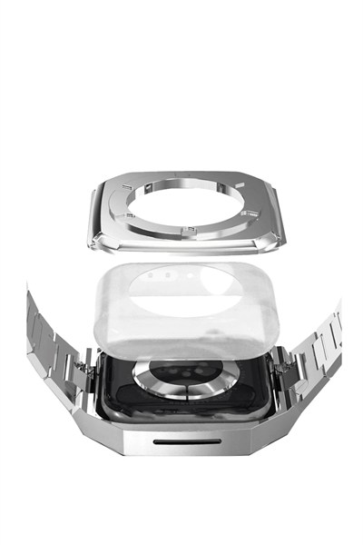 Mey İthalat®   Watch 44mm Metal Petek Kasalı Kordon - Gümüş