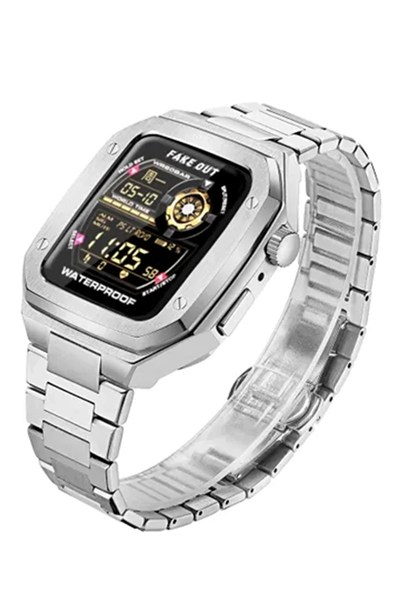 Mey İthalat®   Watch 44mm Metal Petek Kasalı Kordon - Siyah