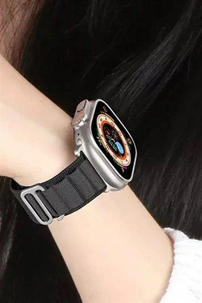 Mey İthalat®   Watch Ultra 49mm Mountain Kordon - Siyah-Turuncu