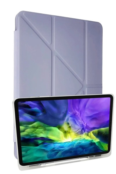 Mey İthalat®   iPad 10.2 (8.nesil) Kılıf Kalemlikli Mars Tablet Kılıfı - Lila