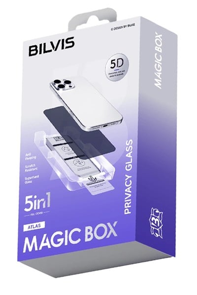 Mey İthalat®   iPhone 11 Bilvis 5in1 5D Magic Hayalet Cam Ekran Koruyucu - Siyah