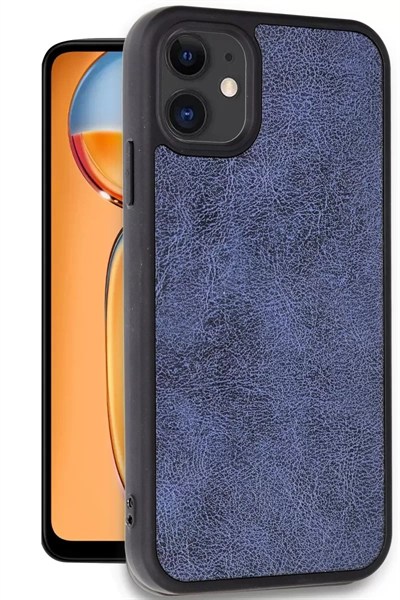Mey İthalat®   iPhone 11 Kılıf Aras Deri Kapak - Lacivert