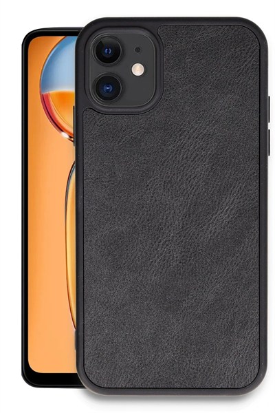 Mey İthalat®   iPhone 11 Kılıf Aras Deri Kapak - Siyah