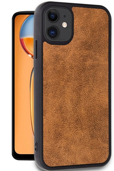 Mey İthalat®   iPhone 11 Kılıf Aras Deri Kapak - Taba