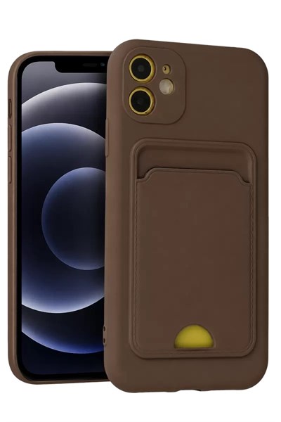Mey İthalat®   iPhone 11 Kılıf Kelvin Kartvizitli Silikon - Kahverengi