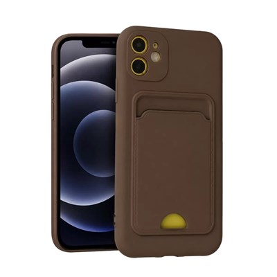 Mey İthalat®   iPhone 11 Kılıf Kelvin Kartvizitli Silikon - Kahverengi