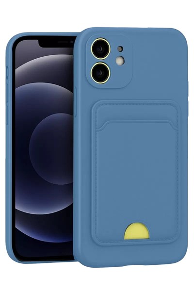 Mey İthalat®   iPhone 11 Kılıf Kelvin Kartvizitli Silikon - Mavi