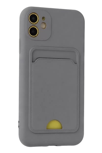 Mey İthalat®   iPhone 11 Kılıf Kelvin Kartvizitli Silikon - Gri