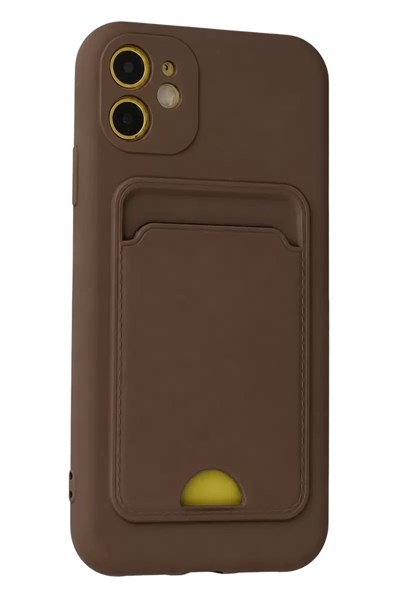 Mey İthalat®   iPhone 11 Kılıf Kelvin Kartvizitli Silikon - Kahverengi