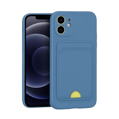 Mey İthalat®   iPhone 11 Kılıf Kelvin Kartvizitli Silikon - Mavi