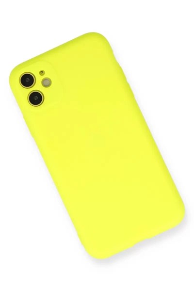 Mey İthalat®   iPhone 11 Kılıf Nano içi Kadife Silikon - Sarı