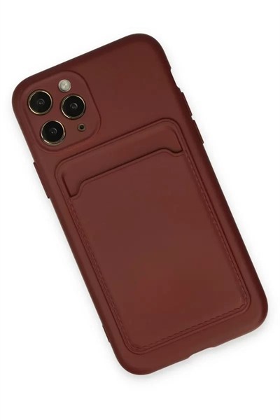 Mey İthalat®   iPhone 11 Pro Kılıf Kelvin Kartvizitli Silikon - Bordo
