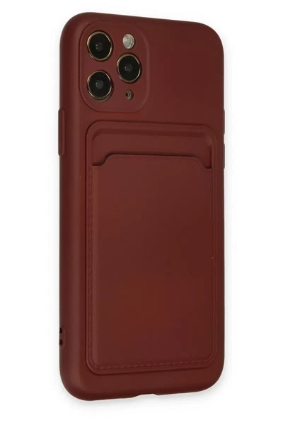 Mey İthalat®   iPhone 11 Pro Kılıf Kelvin Kartvizitli Silikon - Bordo
