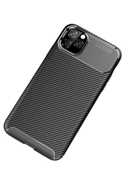 Mey İthalat®   iPhone 11 Pro Max Kılıf Auto Focus Karbon Kapak - Siyah