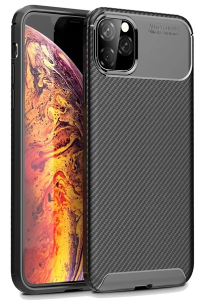 Mey İthalat®   iPhone 11 Pro Max Kılıf Auto Focus Karbon Kapak - Siyah