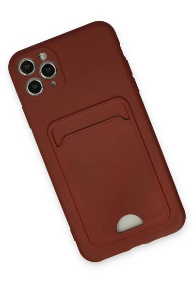 Mey İthalat®   iPhone 11 Pro Max Kılıf Kelvin Kartvizitli Silikon - Bordo