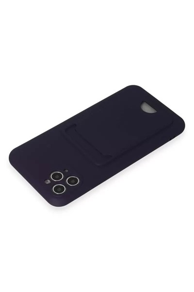 Mey İthalat®   iPhone 11 Pro Max Kılıf Kelvin Kartvizitli Silikon - Derin Mor
