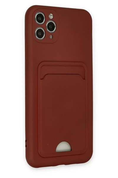 Mey İthalat®   iPhone 11 Pro Max Kılıf Kelvin Kartvizitli Silikon - Bordo