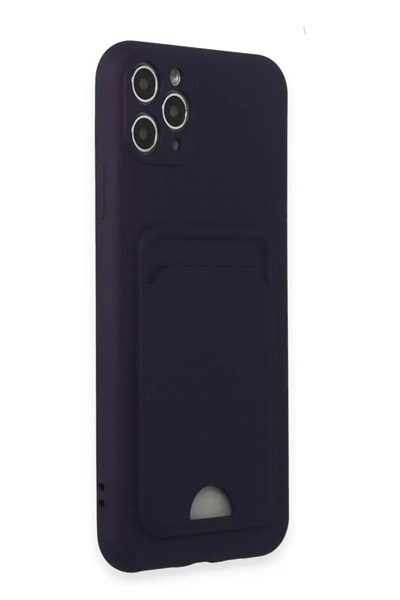 Mey İthalat®   iPhone 11 Pro Max Kılıf Kelvin Kartvizitli Silikon - Derin Mor