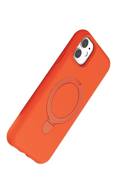 Mey İthalat®   iPhone 11 Regal Magsafe Standlı Kapak - Turuncu