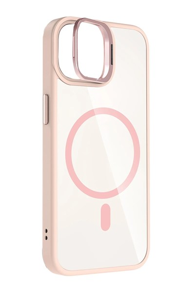 Mey İthalat®   iPhone 11 Remim Lensli Magsafe Standlı Kapak - Pembe