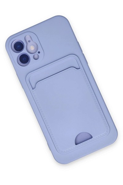 Mey İthalat®   iPhone 12 Kılıf Kelvin Kartvizitli Silikon - Lila